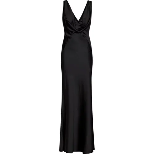 Schwarzes Drapiertes V-Ausschnitt Kleid , Damen, Größe: XS - pinko - Modalova