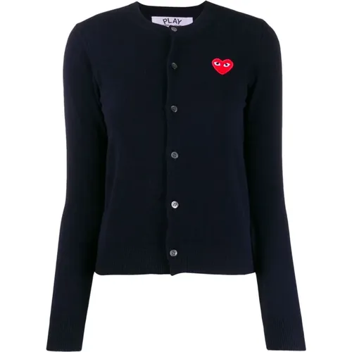 Blauer Logo Cardigan Pullover , Damen, Größe: M - Comme des Garçons - Modalova