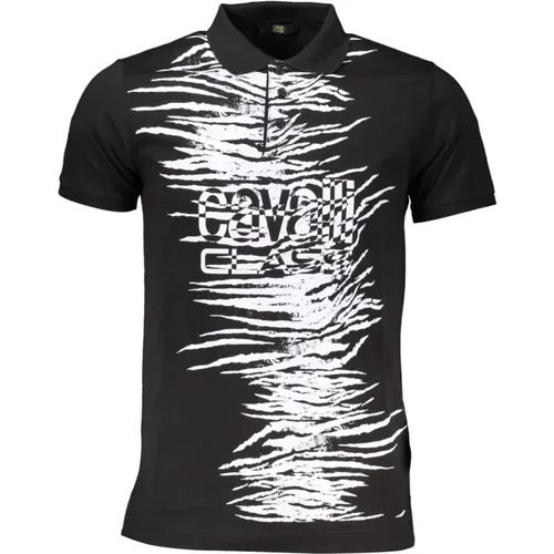 Schwarzes Polo-Shirt Herren , Herren, Größe: L - Cavalli Class - Modalova