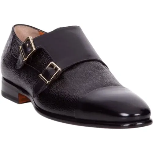 Leather Men`s Side Buckle Dress Shoes , male, Sizes: 10 1/2 UK - Santoni - Modalova