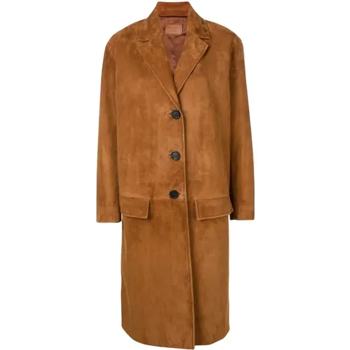 Suede Single-Breasted Jacket in Hazelnut , female, Sizes: XS - Prada - Modalova