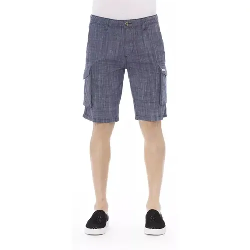 Blaue Cargo Shorts mit Reißverschluss und Knopfverschluss , Herren, Größe: W36 - Baldinini - Modalova