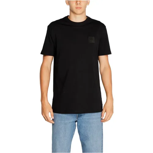 Schwarzes Baumwoll-T-Shirt Kurzarm , Herren, Größe: XS - Armani Exchange - Modalova