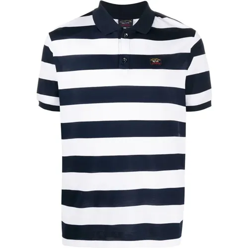 Cotton striped polo shirt with logo , male, Sizes: M - PAUL & SHARK - Modalova