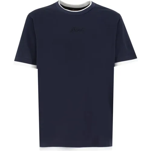 Cotton Crew-neck Embroidered T-shirt , male, Sizes: 2XL, XL, M, 3XL - Brioni - Modalova