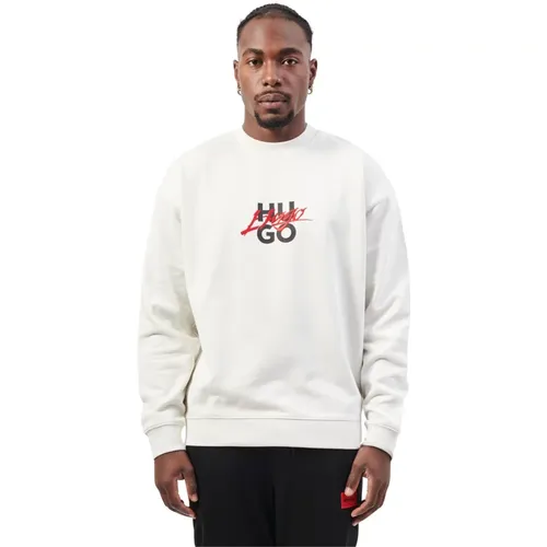 Weißer Pullover mit Logoaufdruck - Hugo Boss - Modalova