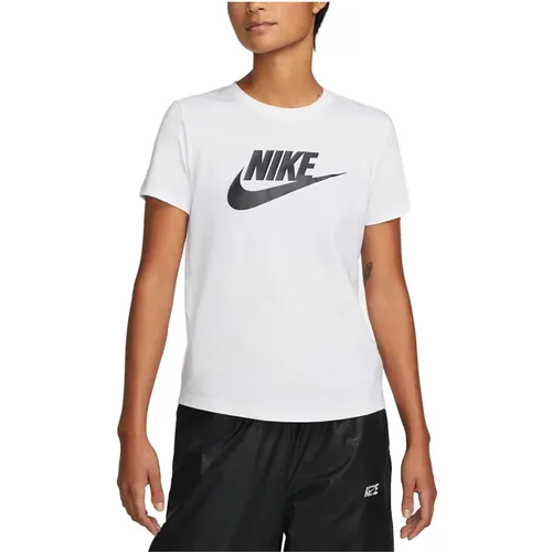 Kurzarm Baumwoll T-Shirt , Damen, Größe: L - Nike - Modalova