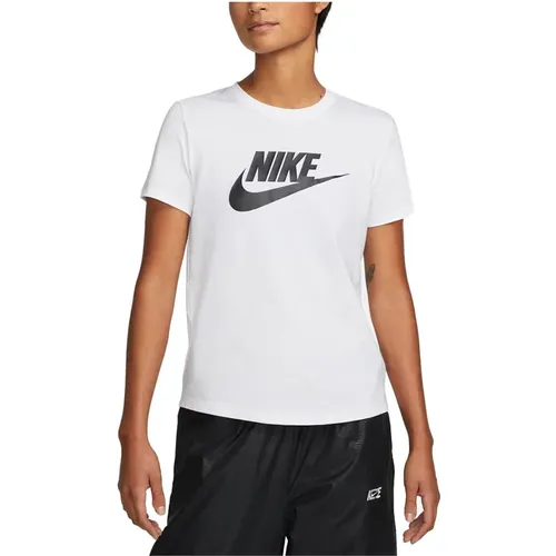 Kurzarm Baumwoll T-Shirt , Damen, Größe: S - Nike - Modalova