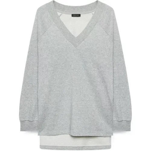 Lurex V-Ausschnitt Sweatshirt , Damen, Größe: S - Fiorella Rubino - Modalova