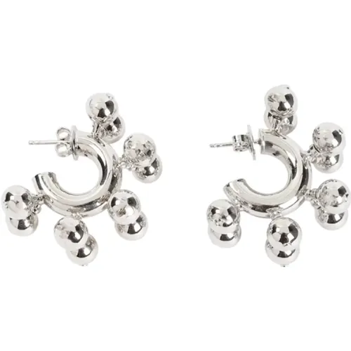 Metallic Hoop Earrings with Spheres , female, Sizes: ONE SIZE - Hugo Kreit - Modalova