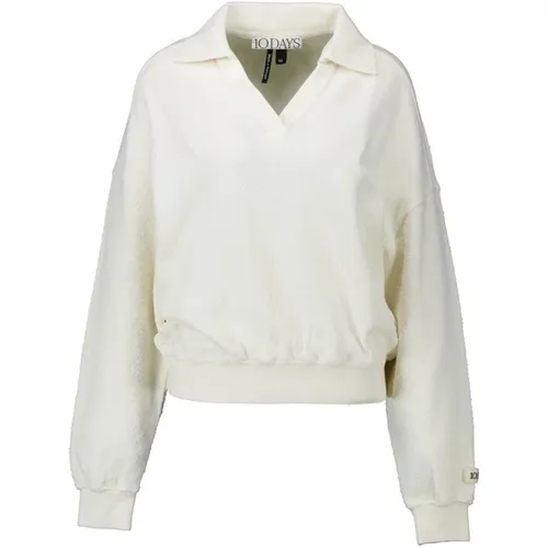 Cozy Bouclé Texture Fleece Polo , female, Sizes: XS, XL, L - 10Days - Modalova