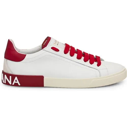 Weiße und Rote Low-Top Sneakers - Dolce & Gabbana - Modalova