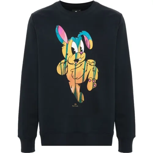 Blauer Bunny Print Rundhalspullover , Herren, Größe: M - PS By Paul Smith - Modalova