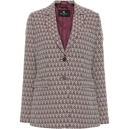 Patterned Jacquard Jacket with Logo Buttons , female, Sizes: S, M - ETRO - Modalova