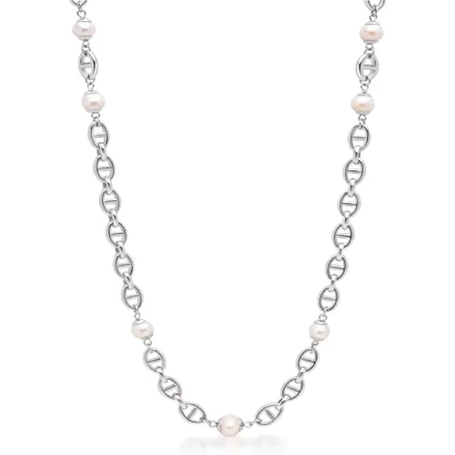 Men's Silver Mariner Chain with Pearls - Nialaya - Modalova