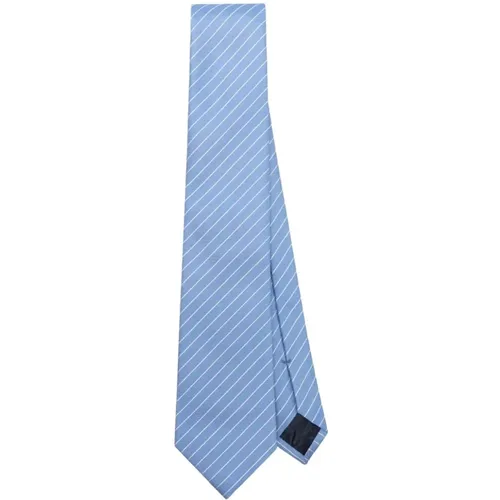 Hellblauer Gewebter Jacquard Krawatte - Emporio Armani - Modalova