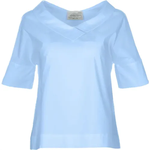 Hellblaue Damen-T-Shirts , Damen, Größe: L - Vicario Cinque - Modalova