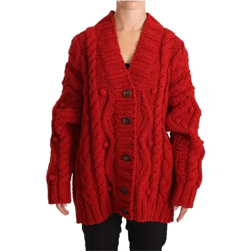 Textured Wool Cardigan , female, Sizes: XS - Dolce & Gabbana - Modalova