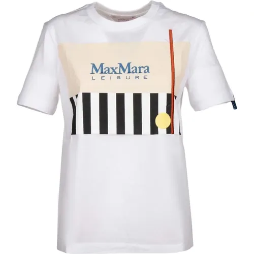 Obliqua Cotton T-shirt , female, Sizes: XL, L, M, S - Max Mara - Modalova