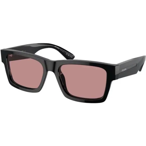 Schwarze Sonnenbrille mit Fuchsia Crystal Gläsern , Herren, Größe: 53 MM - Prada - Modalova