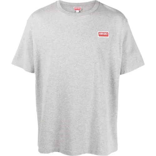 Grey Logo-Patch T-shirt , male, Sizes: L - Kenzo - Modalova