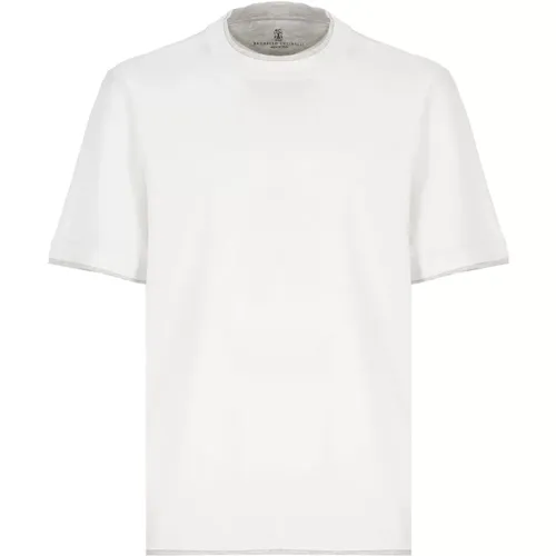 Weiße Baumwoll-T-Shirt für Männer - BRUNELLO CUCINELLI - Modalova