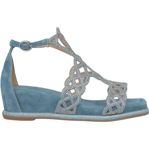 Rhinestone Wedge Sandal , female, Sizes: 8 UK, 5 UK - Alma en Pena - Modalova