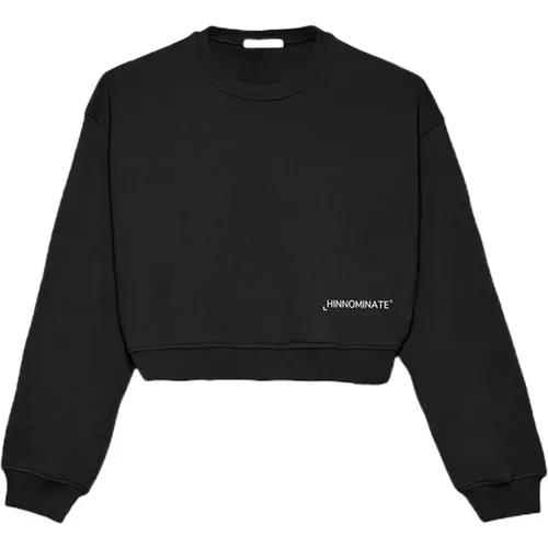 Trendy Cropped Cotton Sweatshirt , female, Sizes: XL, M, S, L - Hinnominate - Modalova