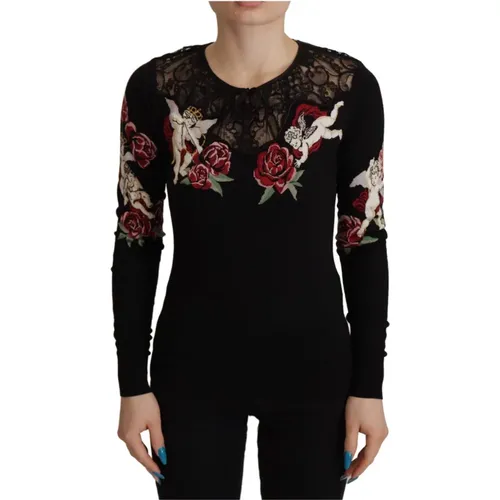 Angel Embroidered Cardigan , female, Sizes: 3XS - Dolce & Gabbana - Modalova