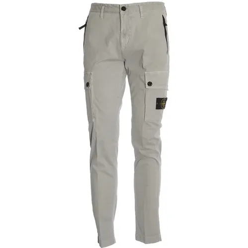 Graue Stretch-Broken-Twill-Hose , Herren, Größe: W36 - Stone Island - Modalova