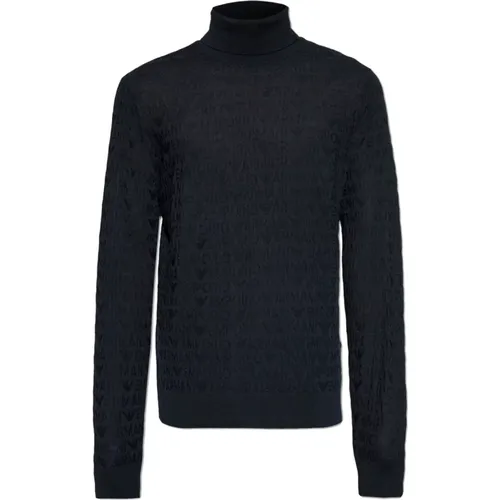 Wool turtleneck with monogram , male, Sizes: XL, S, M - Emporio Armani - Modalova