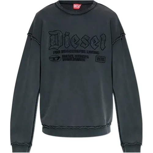 Sweatshirt with raw finish S-Boxt-Raw , male, Sizes: L, XL, S, M - Diesel - Modalova