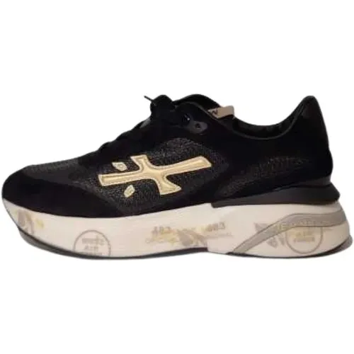 Mesh and Suede Gold Logo Sneakers , female, Sizes: 7 UK, 5 UK, 6 UK, 4 UK - Premiata - Modalova