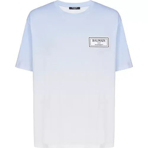 T-Shirt mit Farbverlauf und Gummipatch , Herren, Größe: L - Balmain - Modalova