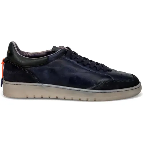 Blaue Ledersneaker mit Wildleder-Details - Barracuda - Modalova