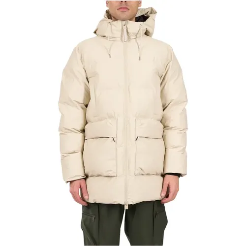 Lange Puffer Cargo Jacke , Herren, Größe: M - Rains - Modalova