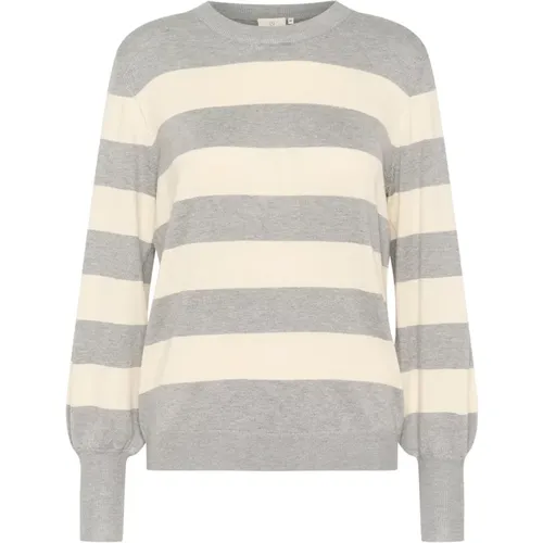 Gestreifter Pullover Grau Melange - Kaffe - Modalova