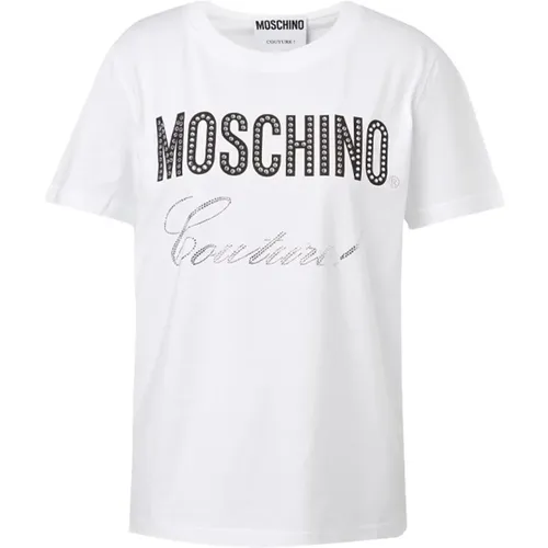 Vintage Leather Logo T-Shirt , female, Sizes: 3XS, XS, 2XS, S - Moschino - Modalova