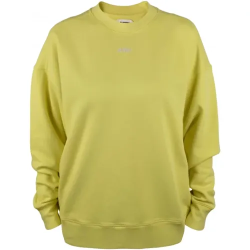 Gelber Mesh-Sweatshirt mit weißem Logo , Damen, Größe: XS - Autry - Modalova