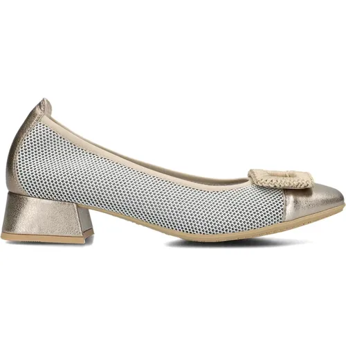 Weiße Mesh Pumps mit Goldenen Details , Damen, Größe: 38 EU - Hispanitas - Modalova