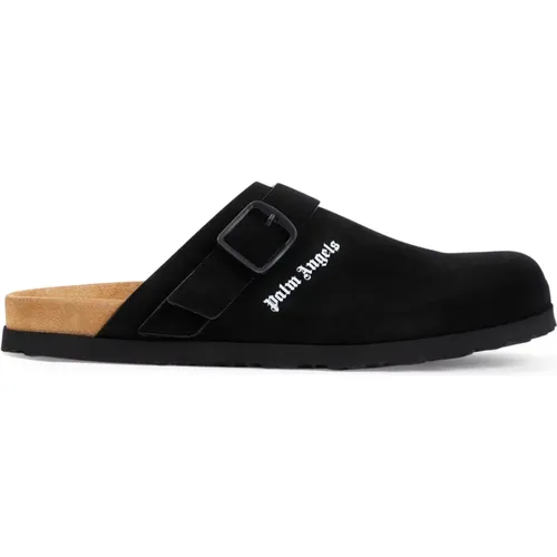 Schwarze Wildleder Clogs Stylische Slip-On Schuhe , Herren, Größe: 42 EU - Palm Angels - Modalova