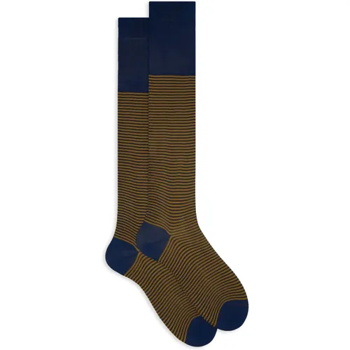 Italienische Windsor Stripe Lange Socken , Herren, Größe: L - Gallo - Modalova