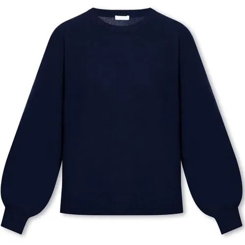 Marineblauer Wollmischung Crewneck Pullover , Damen, Größe: L - Eres - Modalova