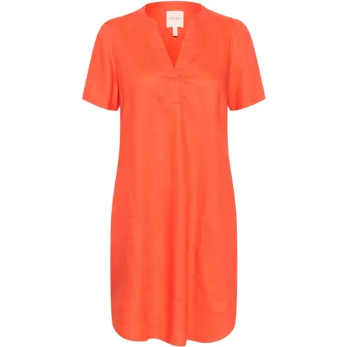 Mandarin Red Linen Dress , female, Sizes: M, S, L - Part Two - Modalova