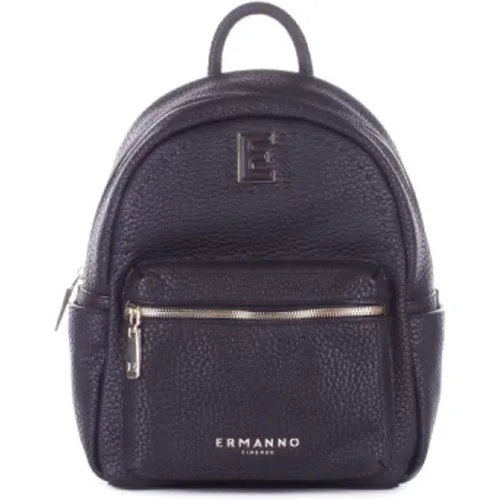 Schwarzer Logo Front Reißverschluss Rucksack - Ermanno Scervino - Modalova