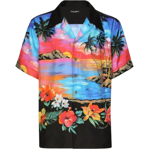 MultiColour Graphic-Print Shirt , male, Sizes: L - Dolce & Gabbana - Modalova