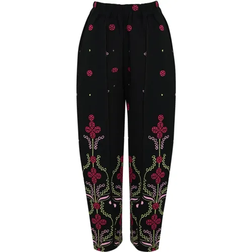 Embroidered Cropped Trousers , female, Sizes: S, M - Charo Ruiz Ibiza - Modalova