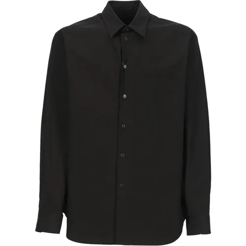 Schwarzes Baumwollhemd mit Kragen , Herren, Größe: M - Yohji Yamamoto - Modalova