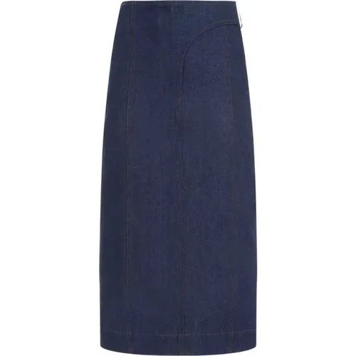 Navy Brown Midi Skirt , female, Sizes: W25 - Jacquemus - Modalova