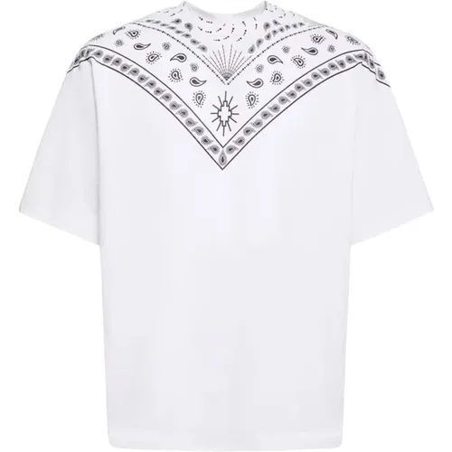 Bandana Oversized T-shirt Weiß Schwarz , Herren, Größe: L - Marcelo Burlon - Modalova